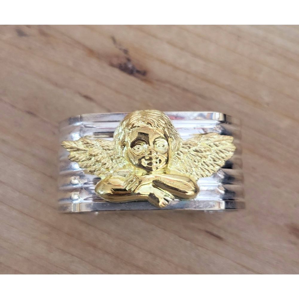 Dept 56 Silver Cherub plated napkin rings